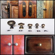 Caja de joyería de latón antiguo, cajón, armario, armario, puerta, tirador, perilla, 6 uds. 2024 - compra barato