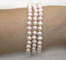 Pulsera de perlas de agua dulce de 3 hebras, color blanco, 6-7mm, con clasp-bra130 único, venta al por mayor/al por menor, Envío Gratis 2024 - compra barato