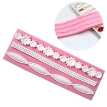 3D Lace Flower Bead Chain Silicone Fondant Mould Cake Decorating Baking Molds Sugar Paste Pastry Tools 2024 - buy cheap