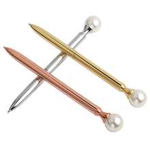 Kawaii caneta esferográfica de metal, caneta colorida de pérola para muleta, presente para escola, material escolar, 1 peça 2024 - compre barato