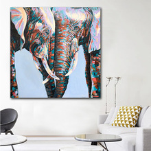 Goodecoration-Cuadro lienzo elefante africano colorido, Animal para decoración de paredes, pinturas al óleo, impresiones para pared de gran tamaño, carteles para sala de estar 2024 - compra barato