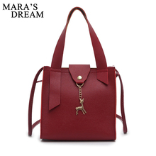 Mara's Dream Woman Messenger Bag Tassel Deer Solid Color Shoulder Bag Mini Lady PU Leather Handbag Fashion Girl Crossbody Bags 2024 - buy cheap