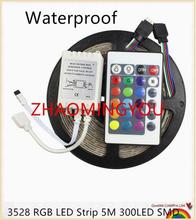 YON Waterproof 3528 RGB LED Strip 5M 300LED SMD+ 24Key IR Remote Controller Changeable LED Strip Light Free Shipping 2024 - buy cheap