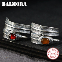 BALMORA 1 Piece 925 Sterling Silver Feather Resizable Rings for Women Gift Vintage Thai Silver Fashion Jewelry Anillos SY20868 2024 - buy cheap