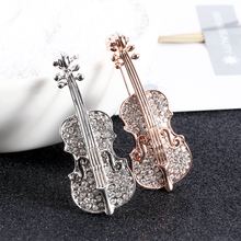 Violin Brooch Shining Crystal Pins Jewelry Coat Lapel Badge Brooches Rhinestone Brooch Wedding Clothes Decor Fashion Accessories 2024 - buy cheap