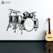 Instrumentos musicais tambor conjunto adesivos de parede música papel de parede para crianças quarto boa qualidade decoração para casa vinil arte qq475 2024 - compre barato