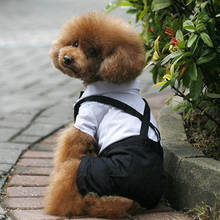 Pet Dog Rompers Cat Clothes Gentleman Suit Tuxedo Bow Tie Costume Jumpsuit Shirt S-XL 2024 - buy cheap