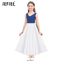 IEFiEL-Falda larga plisada para niñas, falda larga para rendimiento, ligera, suave y liso, estilo Formal 2024 - compra barato
