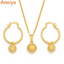 Anniyo Frosted Beads Pendant Necklace Earrings for Women Girls Jewelry sets Round Balls Pendant Party Gifts #192806 2024 - buy cheap