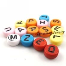 Mixed Color Oblate Round Alphabet Acrylic Beads 7mm Black Letter Beads For DIY 1000pcs/lot Free Shipping 2024 - buy cheap