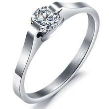2015 novedad anillos de boda de parejas de cristal brillante 316L de acero inoxidable de titanio para mujer, joyería para hombre, tamaño caliente de EE. UU. Envío Gratis 2024 - compra barato