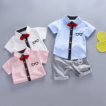 Conjunto de roupas de verão para meninos bibicola, camiseta de algodão para recém-nascidos + calças curtas, 2 peças, trajes para bebês meninos 2024 - compre barato