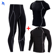 2020 Quick Dry Compression Tracksuit Fitness Tight Sportswear Running Set T-shirt Leggings Mens 2 Pieces Gym Training Sport Suit 2024 - buy cheap