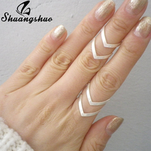 Shuangshuo anéis de duas linhas v chevron, anéis boho de moda 2018 para mulheres presente simples geométrico de joia de bague dainty 2024 - compre barato