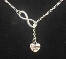 I Love You Heart Infinity Necklace Charm Choker Collar Lariat Necklaces Pendant Vintage Silver For Women Jewelry Accessories E22 2024 - buy cheap