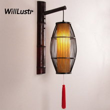 Retro Handmade Bamboo Wall Lamp Vintage Lantern Sconce Aisle Foyer Bistro Doorway Corridor Teahouse Bedside China Style Lighting 2024 - buy cheap