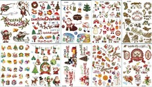 Novo 5 folhas da árvore de natal neve veados presente engraçado Tatuagem temporária etiqueta do Tatuagem de natal para crianças Tatuagem 10 model escolher 2024 - compre barato