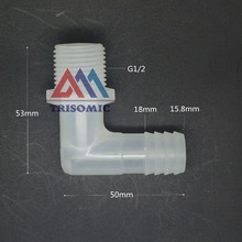 Tubo ensamblador de rosca de codo de 15,8mm x G1/2, Material de PP, tanque de ajuste de plástico, resistente al ácido alcalino de las aerolíneas 2024 - compra barato