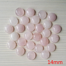 Cuenta de piedra rosa de cuarzo natural, abalorios redondos de 14mm, cabina de cabujón, accesorios de joyería de lazo único sin agujero, 50 Uds., venta al por mayor, envío gratis 2024 - compra barato