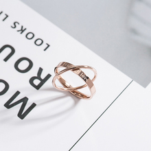 YUN RUO-Anillo de doble círculo con letras para mujer, joyería de acero de titanio, Color oro rosa, regalo de boda, de alta calidad 2024 - compra barato