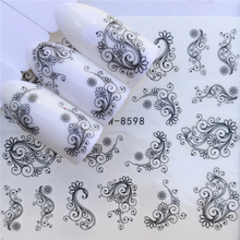 LCJ 1 Sheet Mixed Designs Flower Glitter Nail Sticker Water Transfer Decal Decoration DIY Adhesive Tips Manicure Nail Art Decals 2024 - buy cheap