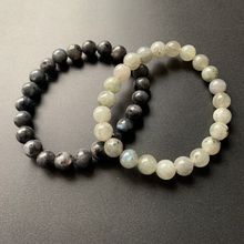 Natural Obsidian Black White Labradorite Sodalite Stone Round Beads Bracelet Handmade Elastic Cord Bracelets Stretch 1pc 2024 - buy cheap