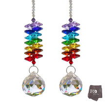 H&D Glass Crystal Ball Prism Rainbow Maker Chakra Suncatcher Hanging Prisms Window Sun Catcher for Gift (Pack of 2) 2024 - buy cheap