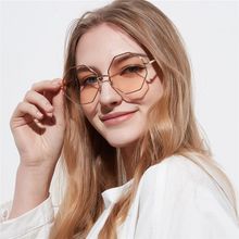 Gafas de sol con forma de polígono para mujer, lentes de sol a la moda, hexagonales, azules, rosas, amarillas, transparentes, de diseñador de marca 2024 - compra barato