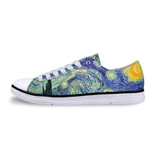 Men Casual Painting Art Print Shoes Male Lace-up Vulcanized Low-Top Canvas Shoe Flats for boysVincent van Gogh master pieces 2024 - buy cheap