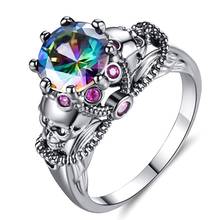 Женское и мужское кольцо с разноцветным кубическим цирконием 2024 - купить недорого