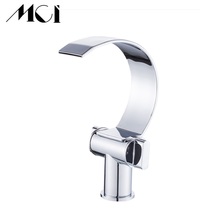 Brass Plating Double Handle Single Hole Waterfall Spout Mixer Hot And Cold Basin Faucet Bathroom Deck Mounted Sink Tap Mci 2024 - buy cheap