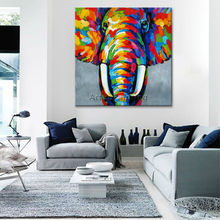 Pintura al óleo de elefante Animal sobre lienzo para pared de salón, arte Pop moderno, papel tapiz pintado a mano abstracto 2024 - compra barato