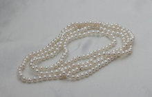 Collar de perlas pequeñas de cultivo de agua dulce para niña pequeña, joyería de perlas redondas AA de 3-4MM, 90cm de largo, nuevo envío gratis 2024 - compra barato