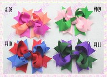 free shipping 20pcs 3.5''  two tone Boutique hair bows solid ribbon hair clips hair bows clips 2024 - купить недорого