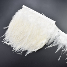 Cinta de plumas naturales para costura, adorno de plumas de gallo blanco de 1 metro, con flecos de 8-10cm, para decoración de fiestas y ropa 2024 - compra barato