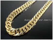 7-40" Charming 10mm Men's Jewelry 316L Stainless Steel Gold  color Handmade Curb Chain Men's Necklace High Quality 2024 - buy cheap