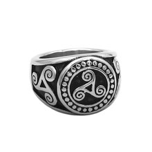 Anillo espiral de nudo celta para mujer, joyería de acero inoxidable, Vikingo nórdico, Triple espiral, anillo con símbolo de poder para mujer 854B, venta al por mayor 2024 - compra barato