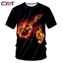 CJLM-Camiseta de cuello redondo para hombre, camisa de ocio en 3D, roja, estampada por completo, con llama, violonchelo, nota Musical 2024 - compra barato