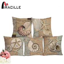 Miracille Ocean series starfish conch printed square cushion decorative sofa throw cushion pillows No Filling for retail 45x45cm 2024 - buy cheap