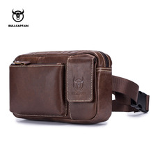 BULLCAPTAIN Genuine Leather Waist Pack Fanny Pack Belt Bag Phone Pouch Bags Travel Waist Pack Male Small Waist Bag Leather Pouch 2024 - buy cheap