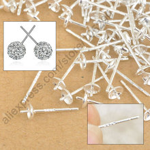 Wholesale 100PCS Lot 925 Sterling Silver Ear Pin Pairs Stud Earrings Findings Supplies Back Lock Post Pad 2024 - buy cheap