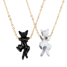 Animal Pendant Black White Cat Necklace Simple Friendship Link Chain Necklace For Pet Lucky Jewelry Gift 2024 - buy cheap