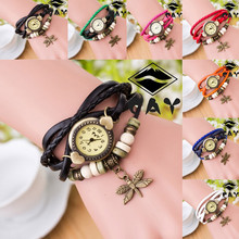 Fashion Leather Bracelet Watch Women Casual Dress Vintage Leaf Beads Wristwatch Luxury Quartz women Watch waches women wach 2019 2024 - buy cheap