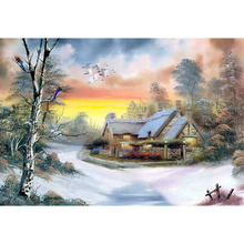 Красивый лесной дом пейзаж 5D алмазная картина полная квадратная вышивка продажа Круглая дрель мозаика вышивка крестиком домашнее украшение 2024 - купить недорого