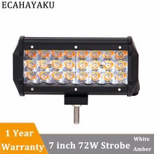ECAHAYAKU 1Pcs Three Lines 7inch LED Light Bar 72W Spot Beam Strobe Led Work Light Bar 12V for Off-road Trucks SUV ATV 4WD 4x4 2024 - buy cheap