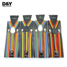 Women Men'S Shirt Suspenders For Trousers Pants Holder Stripe Clip-on Braces Elastic Sling Rainbow mix Y-back party Gallus Gift 2024 - buy cheap