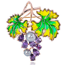 Zlxgirl broche de metal vívido, joia feminina com zircônia, formato de uva, fruta, cobre, luxo, casamento, pingente 2024 - compre barato