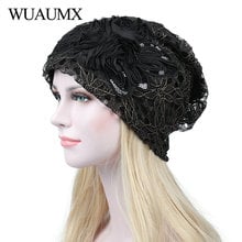 Fashion Spring Summer Beanies Hats For Women Hollow Lace Skullies Beanie Cap Female Thin Breathable Chemo Cap bonnet femme 2024 - buy cheap