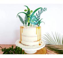 Натуральный зеленый Растительный торт Toppers, лазерные флажки для кексов, джунглей, вечеринки, день рождения, детский душ, торт, Топпер, свадебный торт, украшения 2024 - купить недорого