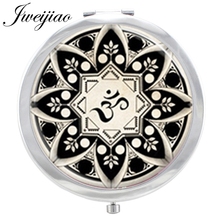 Jweijiao-espelho para maquiagem, símbolo de mandala, chakra, vidro de henna, cabochão floding, redondo, compacto, com bolso 2024 - compre barato